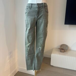 Express Stretch Ankle Leggings Distressed Hole Army Green Jeans - size 0